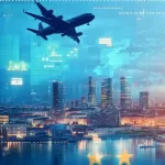 Trade war impact on Europe, with global trade symbols in a European city skyline