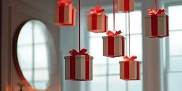 Elegant ceiling Christmas decor ideas for festive holiday decoration.