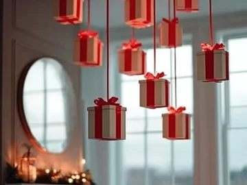 Elegant ceiling Christmas decor ideas for festive holiday decoration.