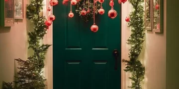 Festive Christmas decor ideas for a charming entryway entrance