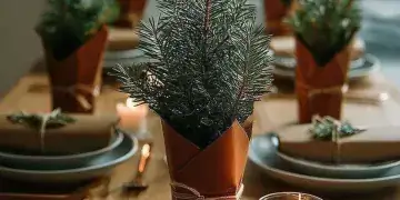 Elegant Christmas dining table decor featuring festive centerpieces and table settings.