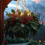 Beautifully decorated Christmas hanging basket for outdoor festive decor
