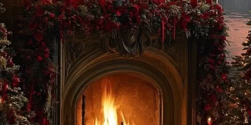 Cozy French Country Christmas decor with festive decorations and seasonal charm.