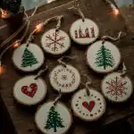 Hand-painted wood slice ornaments perfect for farmhouse Christmas decorations