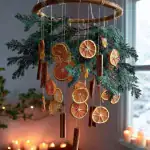 Dried orange Christmas hanging mobile as holiday decor