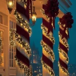 Outdoor Christmas decorations showcasing festive lights and ornaments
