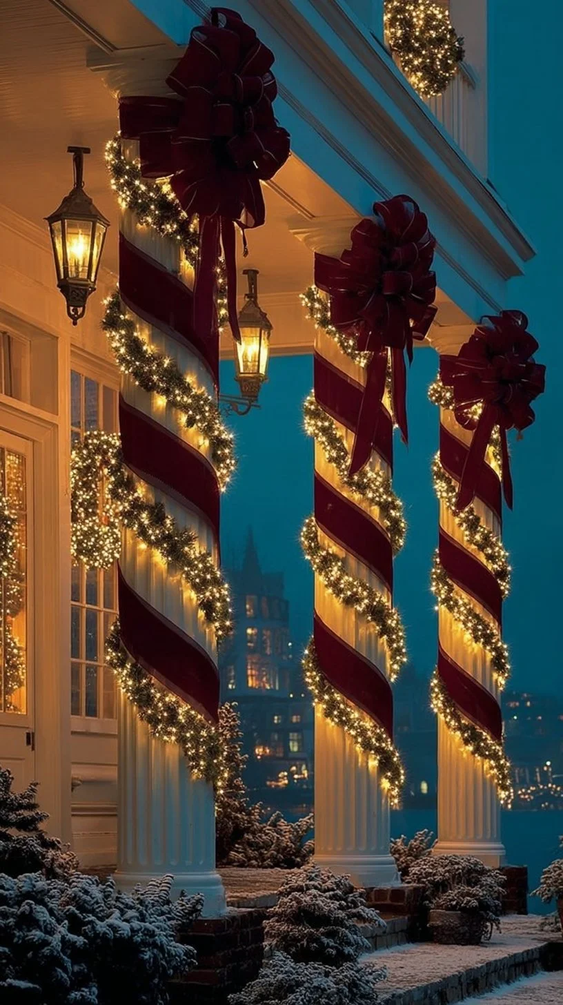 Outdoor Christmas decorations showcasing festive lights and ornaments