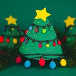 Colorful paper Christmas tree craft for holiday decoration