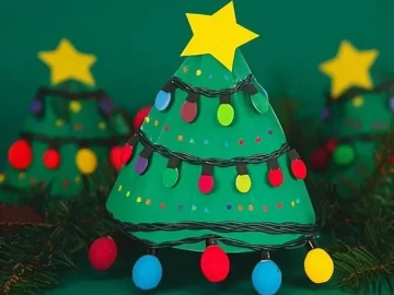 Colorful paper Christmas tree craft for holiday decoration