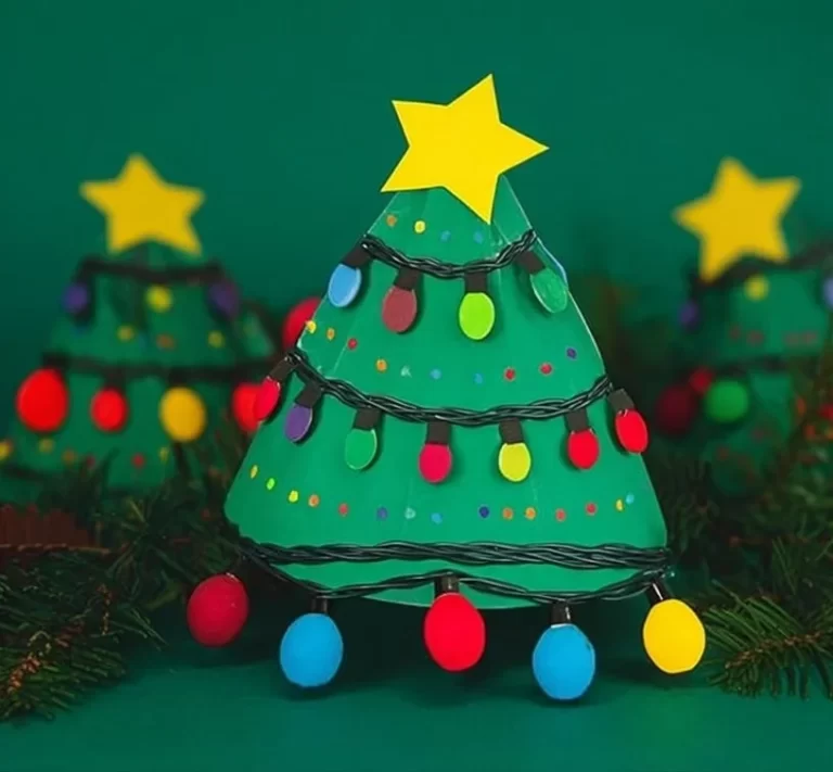 Colorful paper Christmas tree craft for holiday decoration