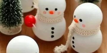 Ping Pong ball snowman tealights for Christmas craft decoration