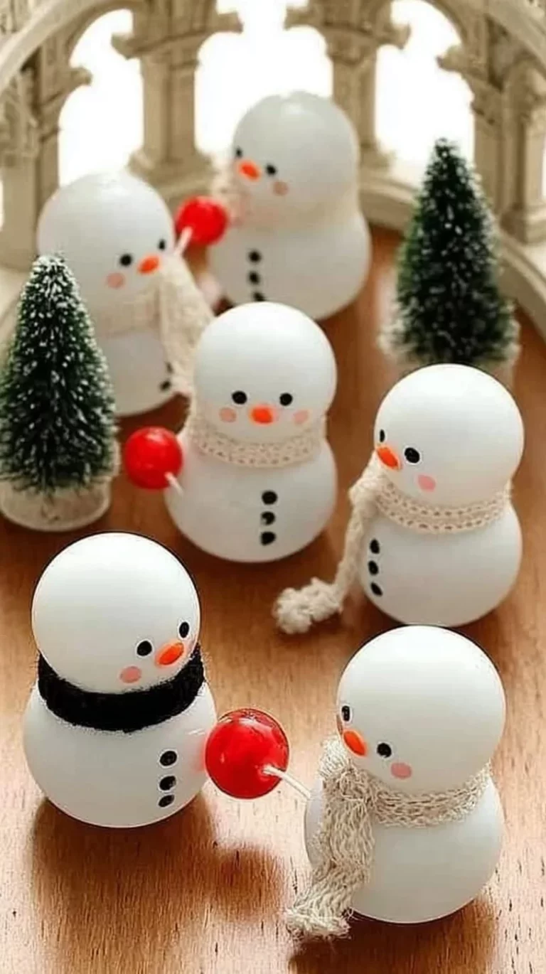 Ping Pong ball snowman tealights for Christmas craft decoration