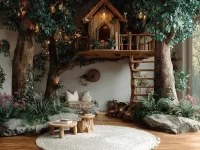 Boho playroom with teepees and tents designed for children