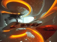 Luxury living room with fine art display showcasing elegance and sophistication.