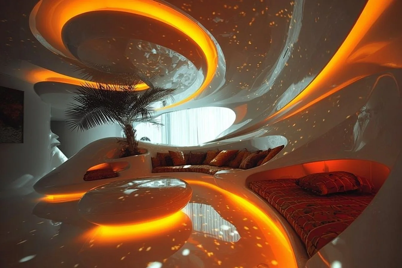 Luxury living room with fine art display showcasing elegance and sophistication.