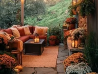 Beautiful fall exterior decor ideas for autumn home decoration.