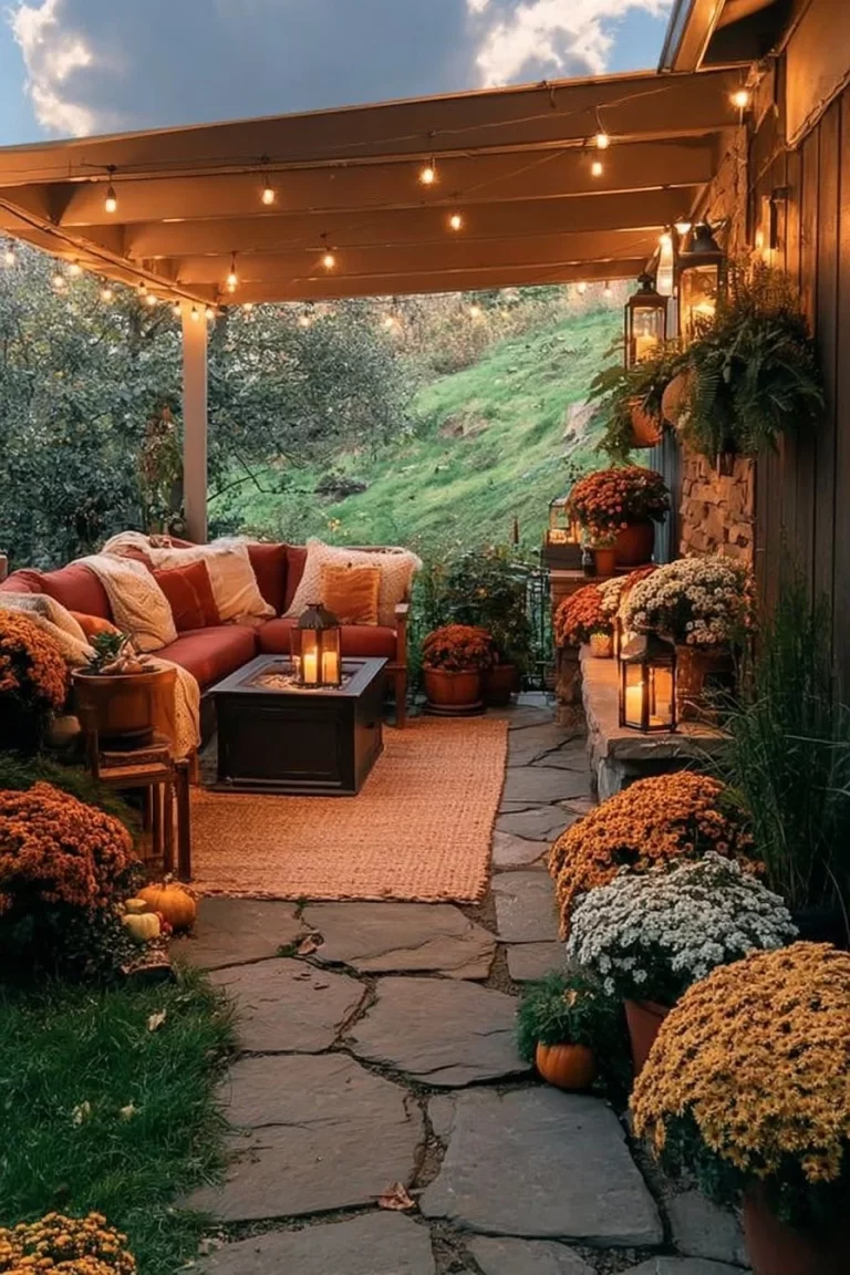 Beautiful fall exterior decor ideas for autumn home decoration.