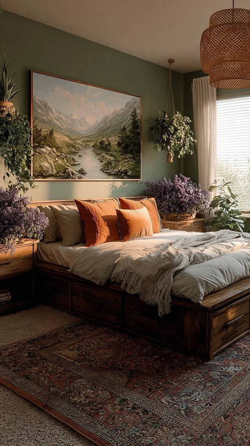 Cozy autumn warmth with rustic decor and fall foliage accents.