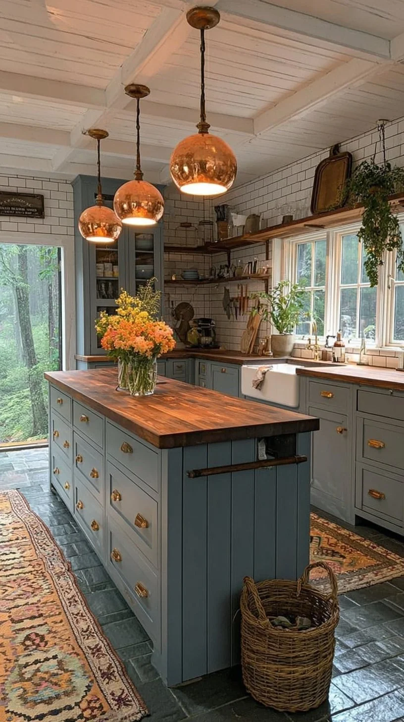 Modern kitchen featuring stunning blue grey cabinets for a chic design