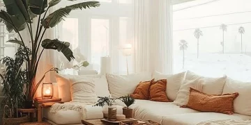 Cozy living room with warm decor and personal touches for inviting home ambiance.