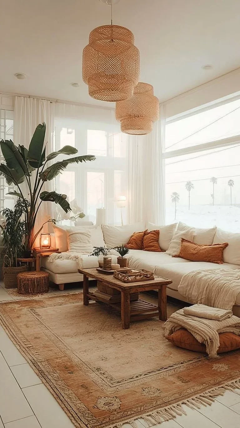 Cozy living room with warm decor and personal touches for inviting home ambiance.