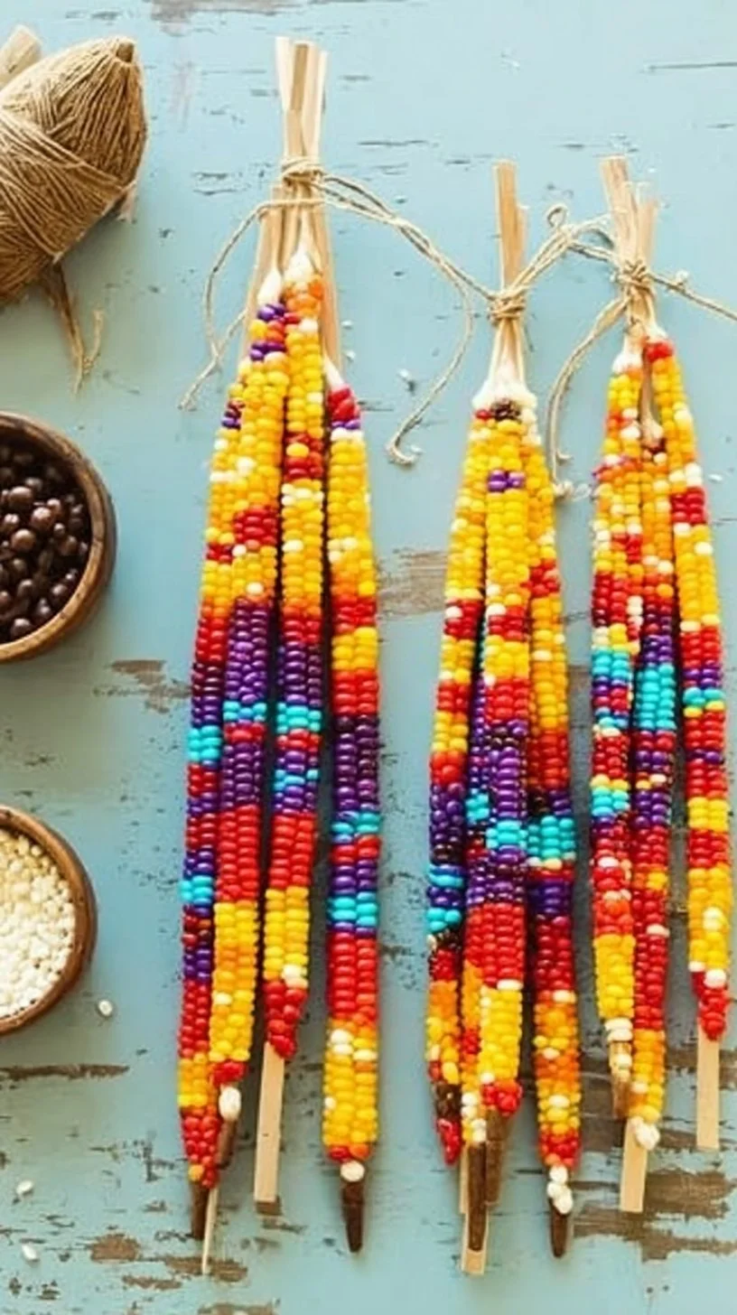 DIY beaded corn craft for fall decoration
