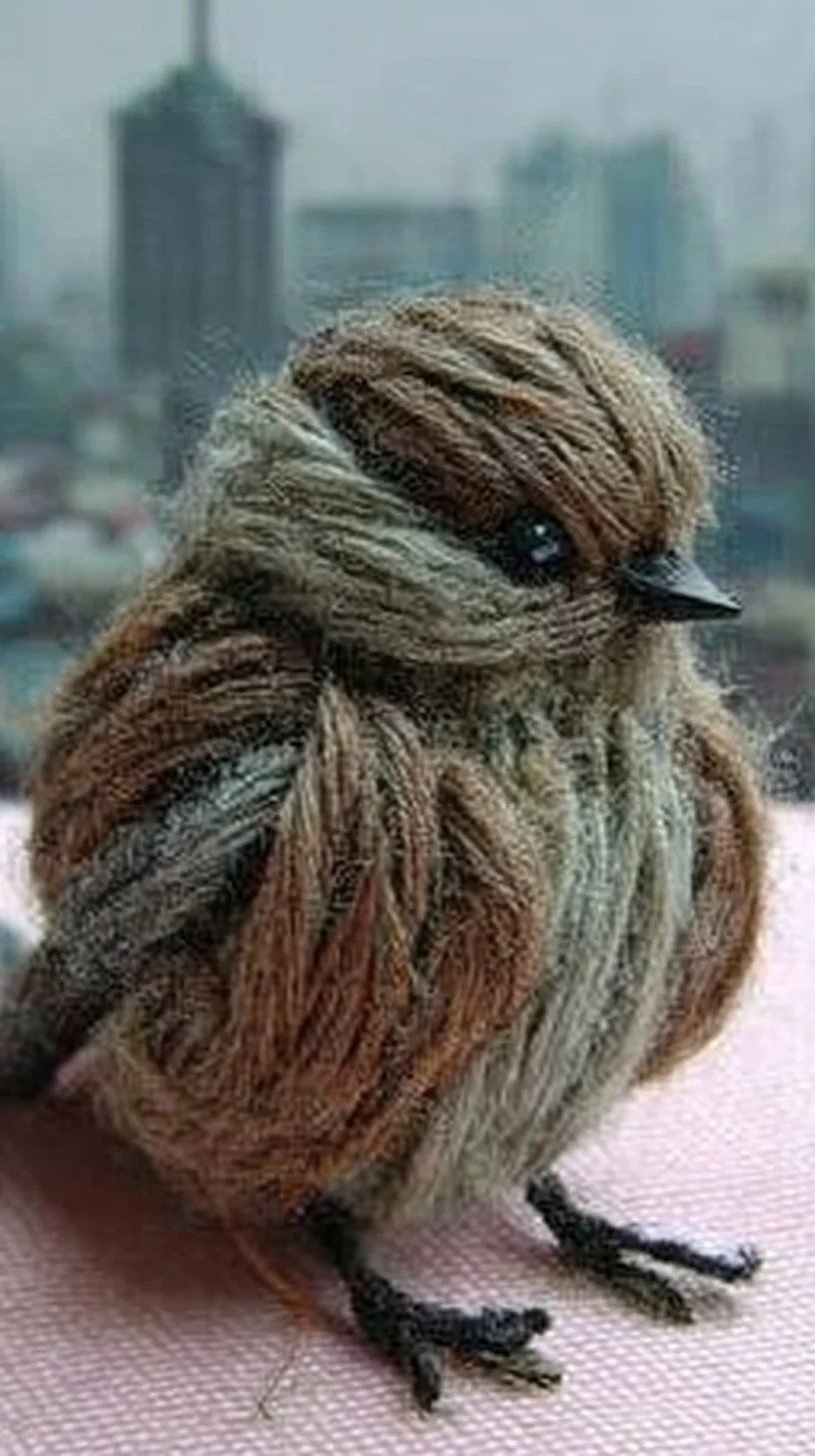 DIY yarn birdies crafted in colorful yarn for a cute home decor.