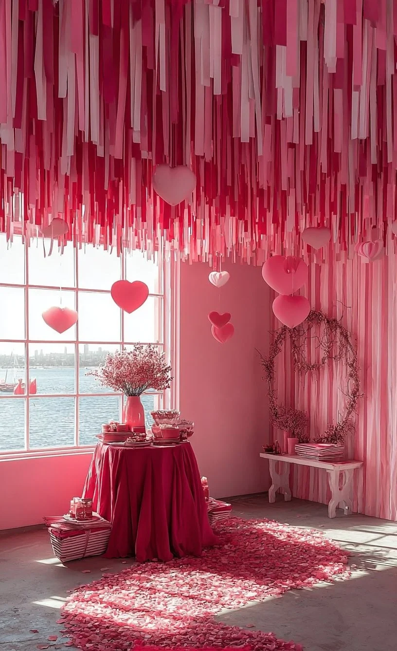 Colorful DIY Galentine's Day decorations for a festive party atmosphere