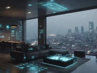 A modern futuristic smart home showcasing advanced technology and home automation.