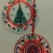 Colorful plastic cup ornaments hanging for holiday decoration