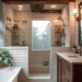 Elegant walk in showers without doors, showcasing luxury bathroom designs for small spaces.