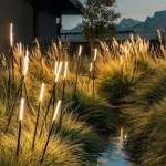 Reed & Cattail outdoor column lights for garden landscaping and illumination.