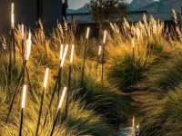 Reed & Cattail outdoor column lights for garden landscaping and illumination.