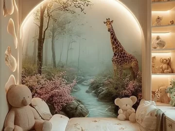 Serene Safari kids decor featuring animal motifs for a dreamy bedroom escape.