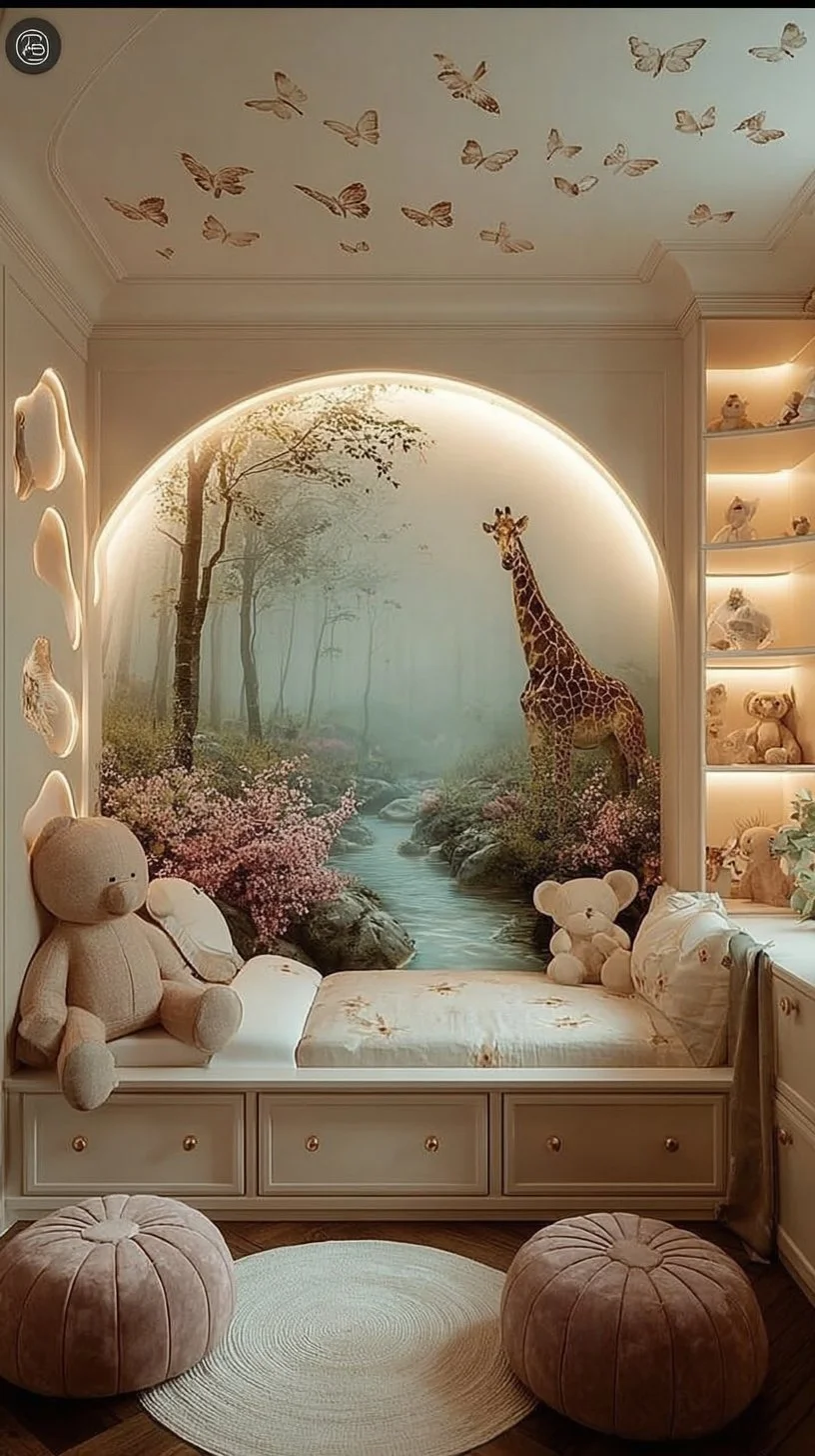 Serene Safari kids decor featuring animal motifs for a dreamy bedroom escape.