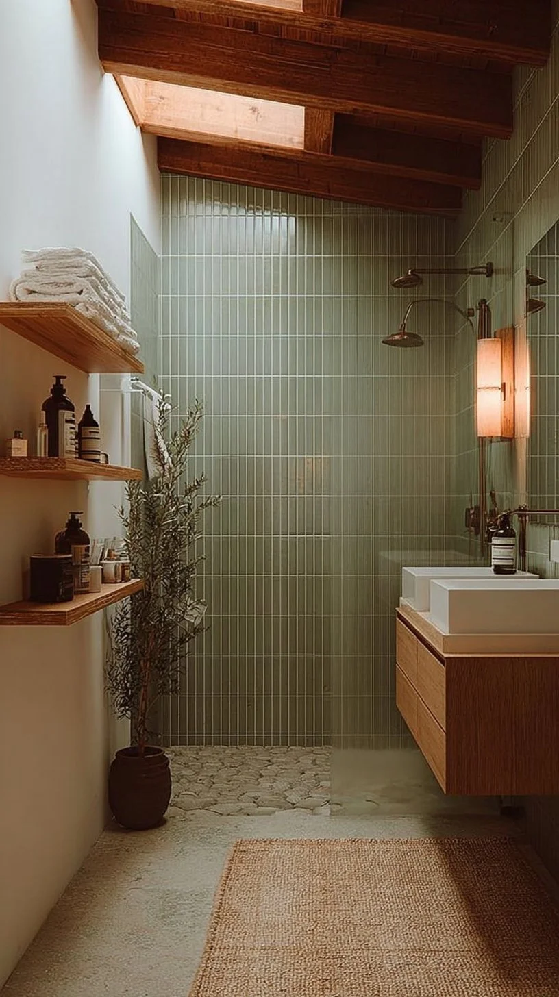 Stunning mid century modern bathroom design showcasing tiny powder room ideas.