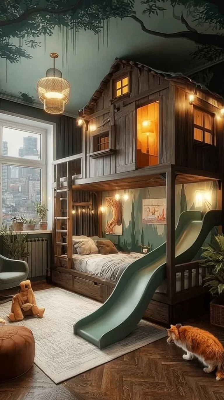 Urban Jungle kids decor featuring a whimsical treehouse design for playful spaces.