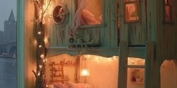 Whimsical treehouse kids decor creating a fairy tale retreat atmosphere.