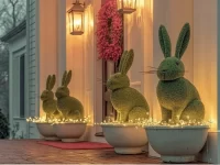 Charming outdoor Easter ideas for your yard featuring decorations and activities.