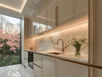 Trendy beige backsplash kitchen designs showcasing modern decor and style