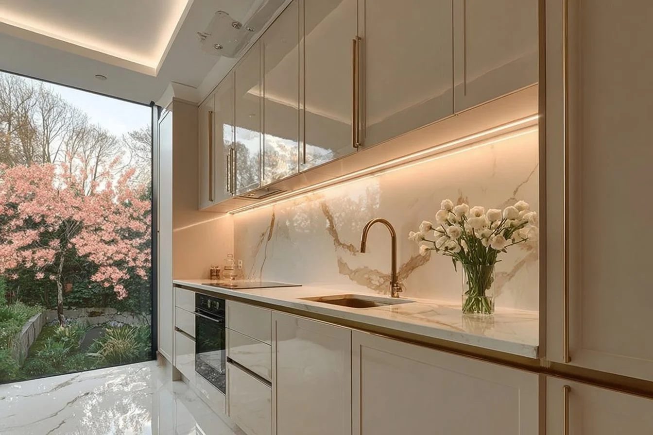 Trendy beige backsplash kitchen designs showcasing modern decor and style