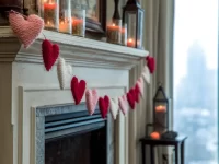 Colorful Valentine's Day crafts displayed for decoration and sale