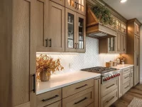 Stunning light brown kitchen cabinets in a modern cooking area