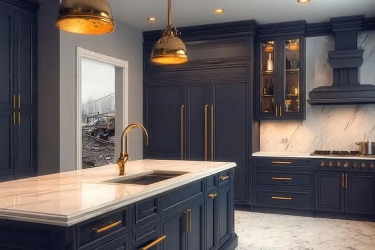 Modern navy blue kitchen cabinets for a stylish kitchen makeover