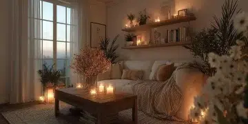 Cozy living room with warm decor and inviting furnishings.