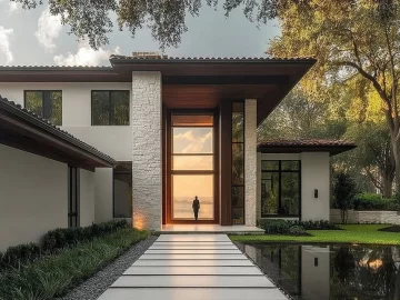 Contemporary Mediterranean house showcasing timeless architectural beauty.