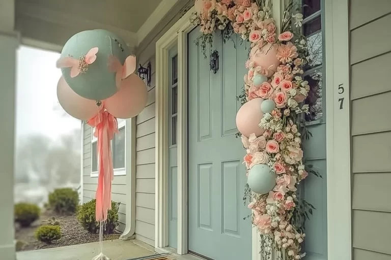 Colorful spring door wreath adorned with flowers and greenery for a cozy welcome.