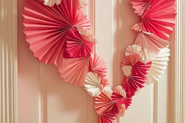 Colorful DIY paper heart wreath for home decoration