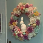 Colorful Easter Wreath DIY tutorial with flowers and decorative elements