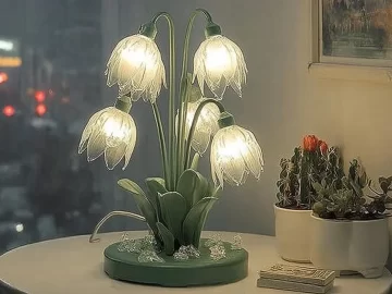 Charming Green Tulip Glow floral lamp enhancing interior decor